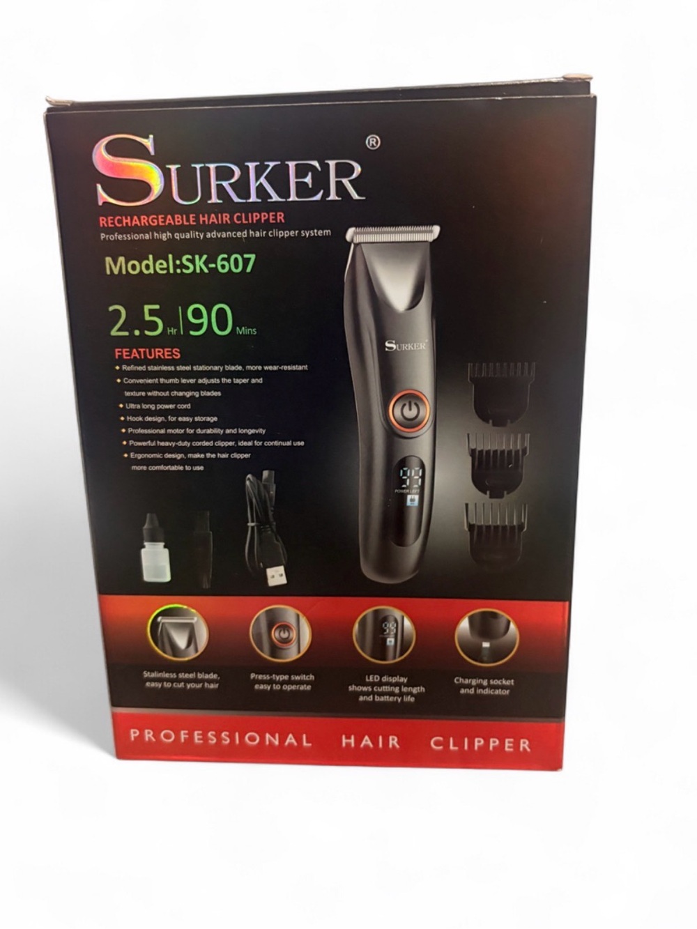 SK-607 Rechargeable Hair Clipper - Navy blue